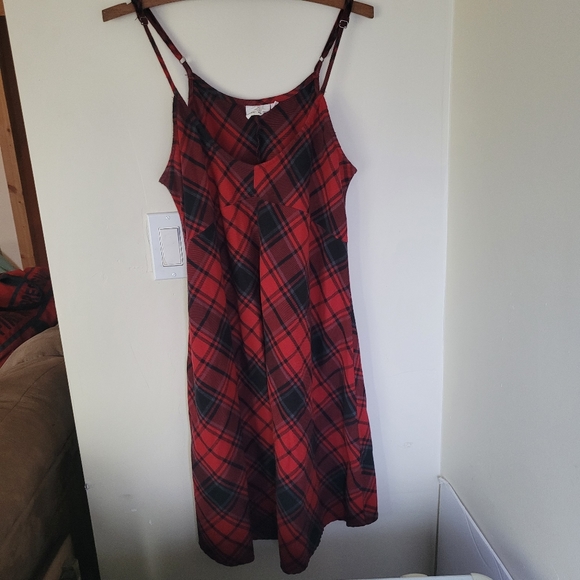 90s style red plaid spaghetti strap dress - Picture 4 of 9